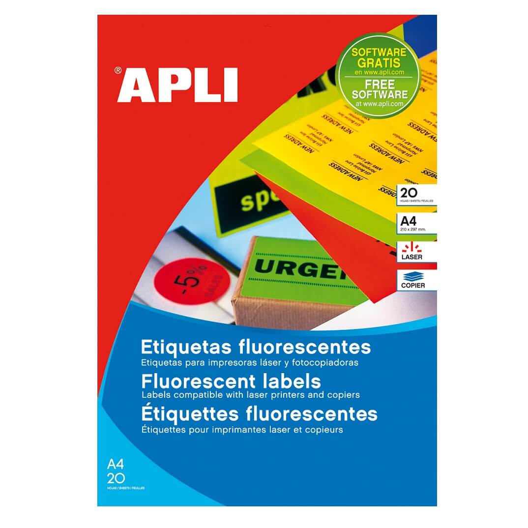 Etiquetas adhesivas ø 60mm naranja flúor