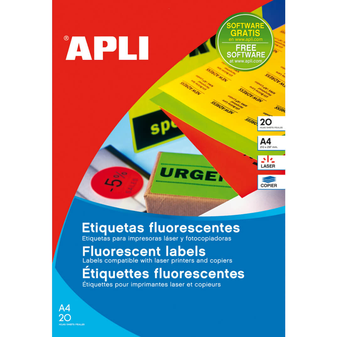 Etiquetes adhesives Apli 64,1x33,9mm verd fluor