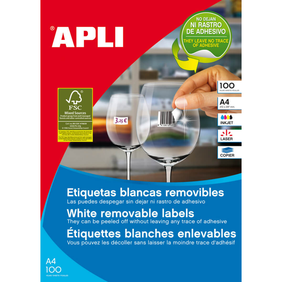 Caja de etiquetas adhesivas removibles 105x148
