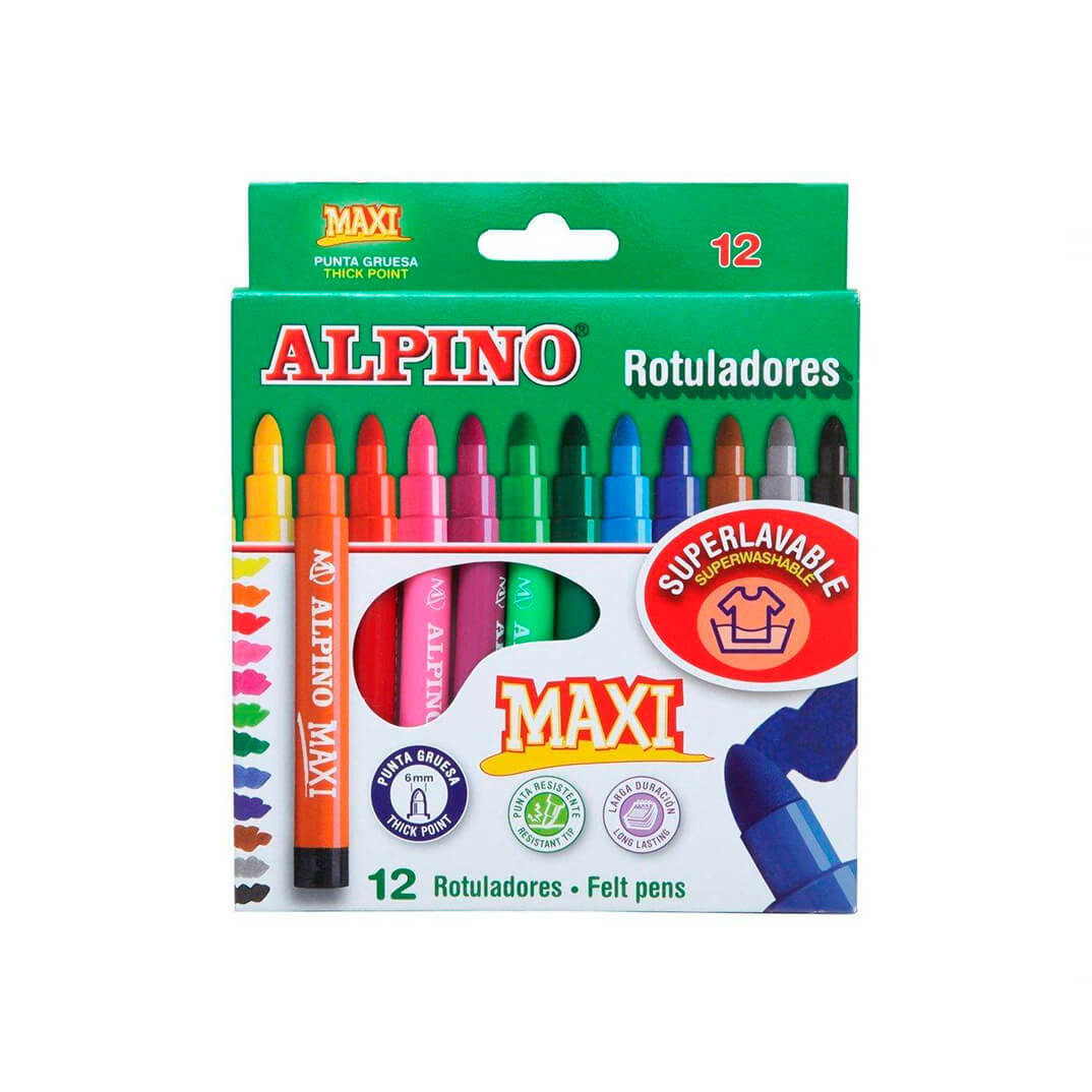 Caja 12 rotuladores Alpino Maxi surtidos
