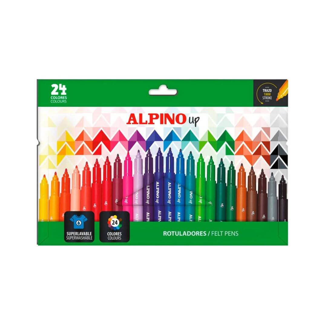 Caixa 24 retoladors Alpino Up punta 1mm assortits