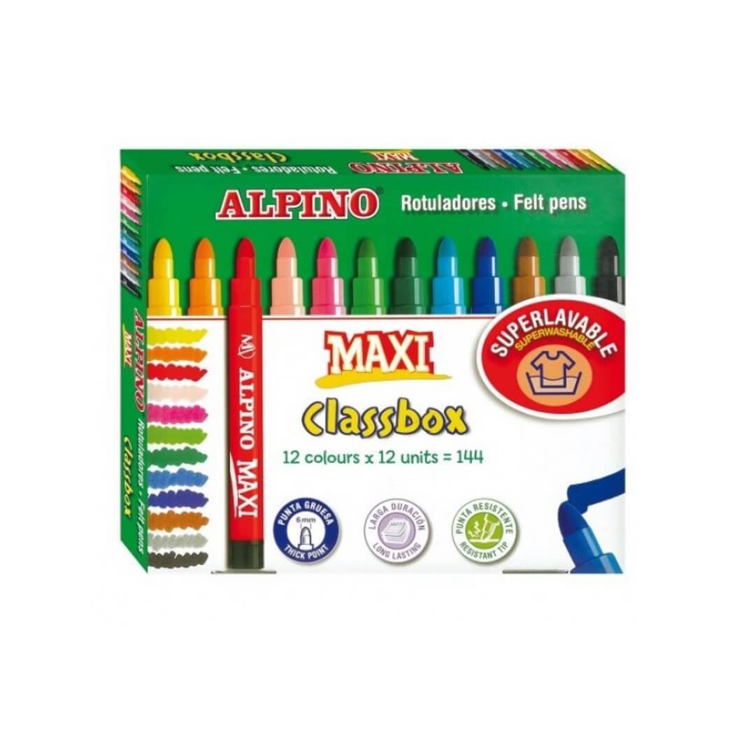 Caixa 144 retoladors Alpino Maxi (12 colors)