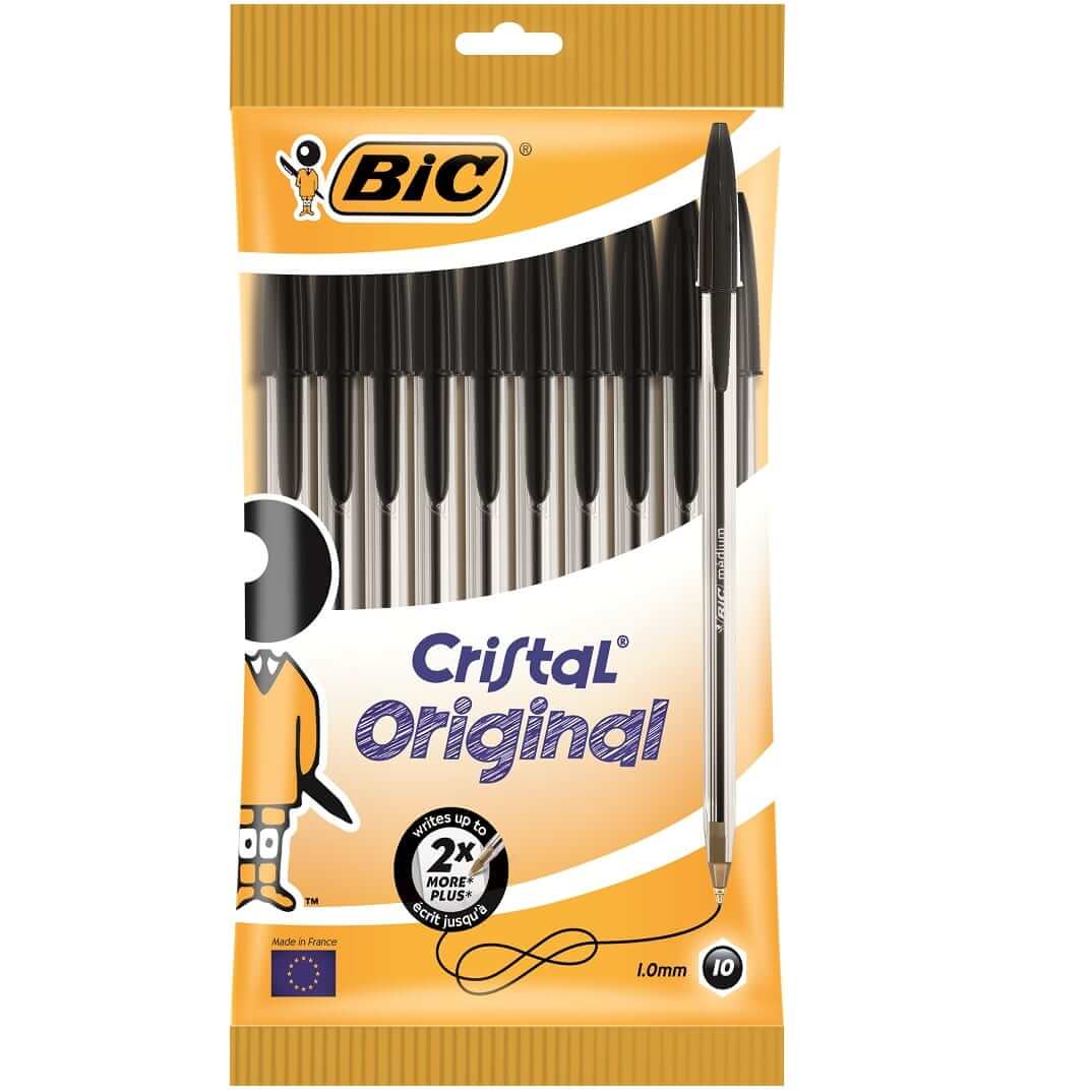 Bossa 10 bolígrafs Bic Cristal negre