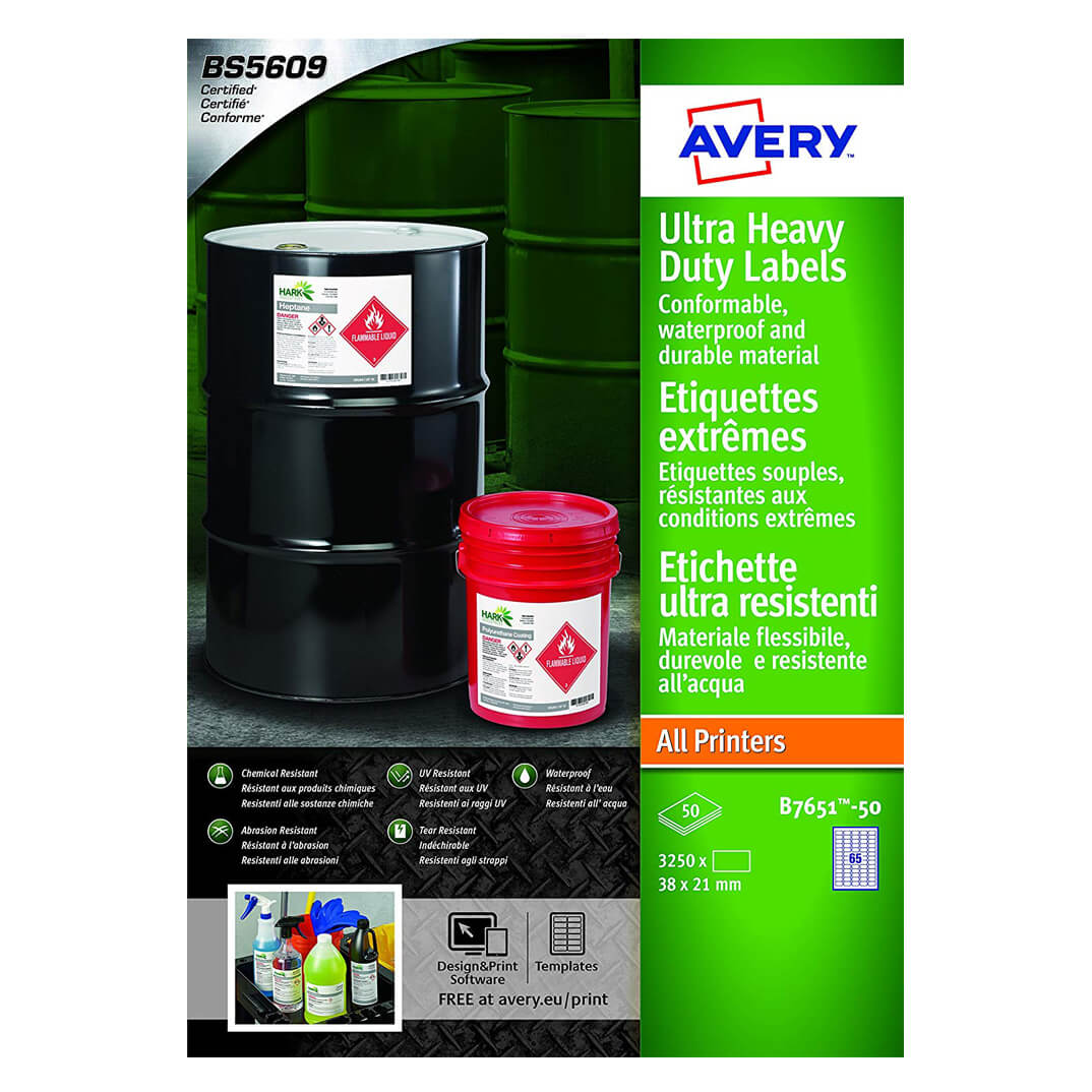 Etiquetas Avery uso industrial A4