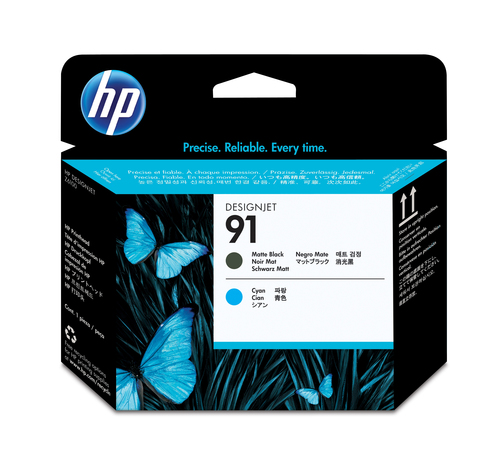 HP capçal injeccio tinta nº 91 cian i negre mat