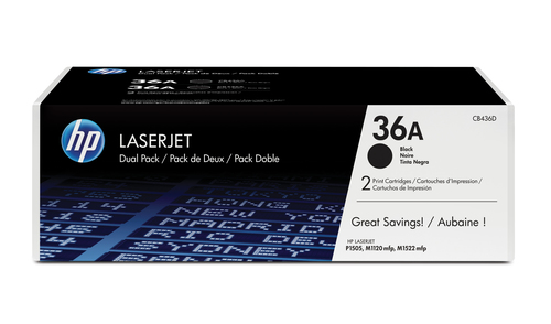 Pack 2 tóner original LaserJet HP 36A negro