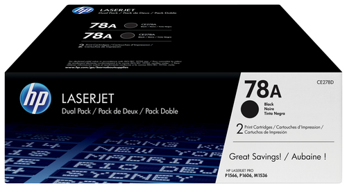Pack ahorro CE278AD 2 tóner original HP 78A negro