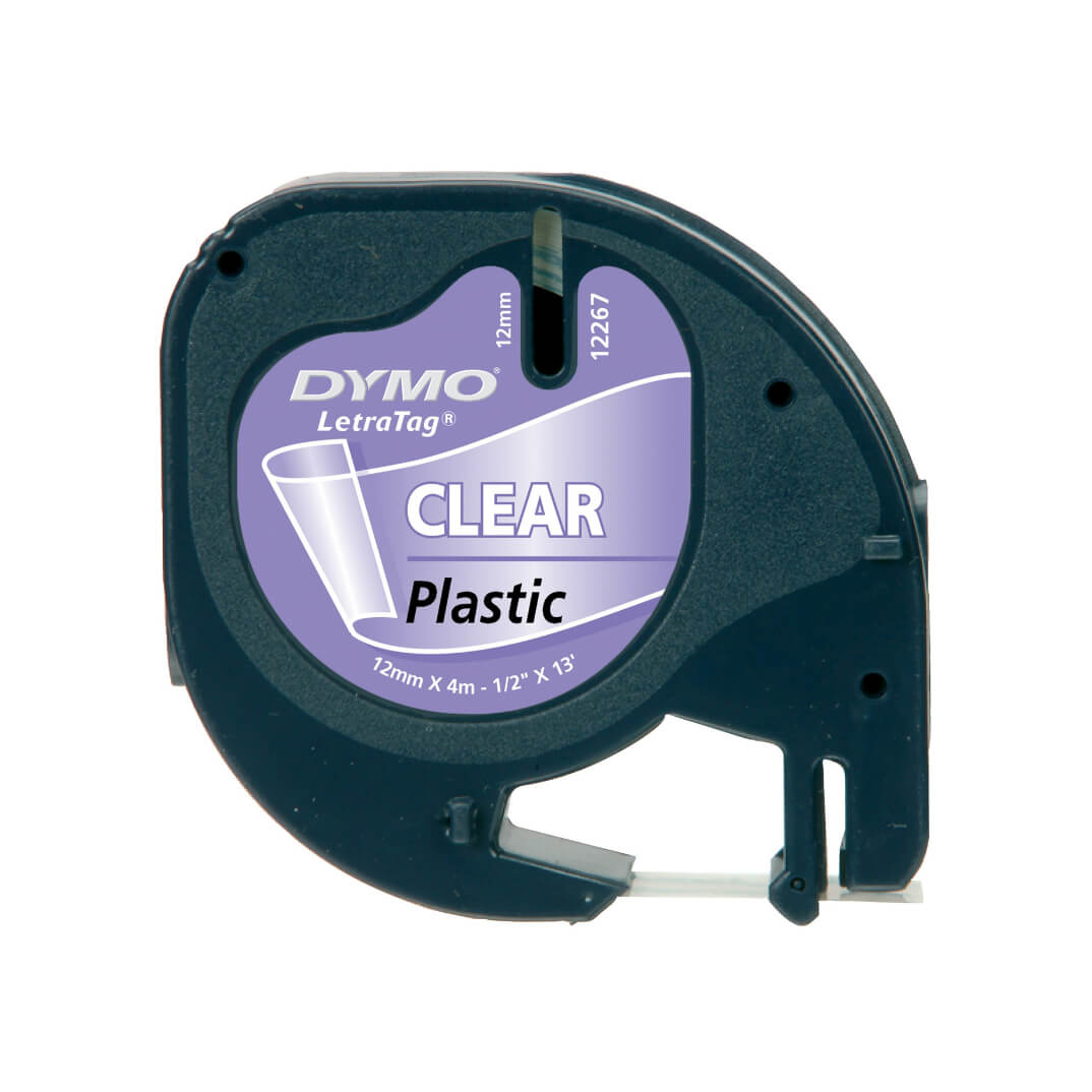 Cinta Dymo tag plàstic transparent