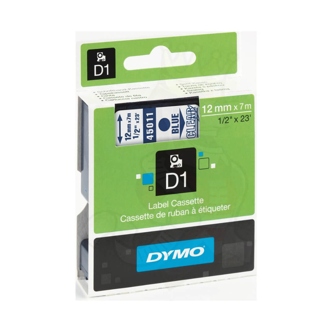 Cinta Dymo D1 12mm blau/transparent