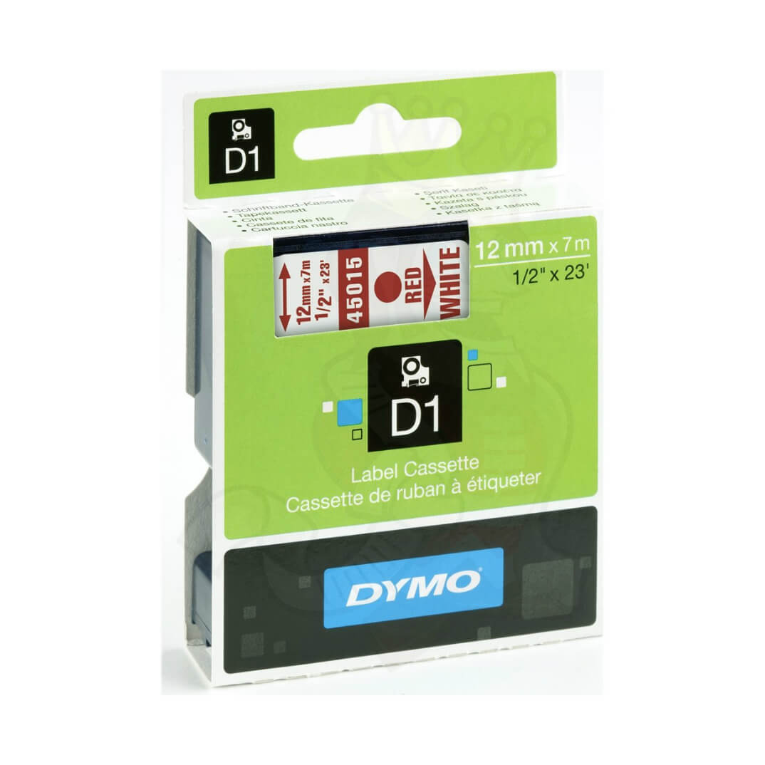 Cinta Dymo D1 12mm rojo/blanco