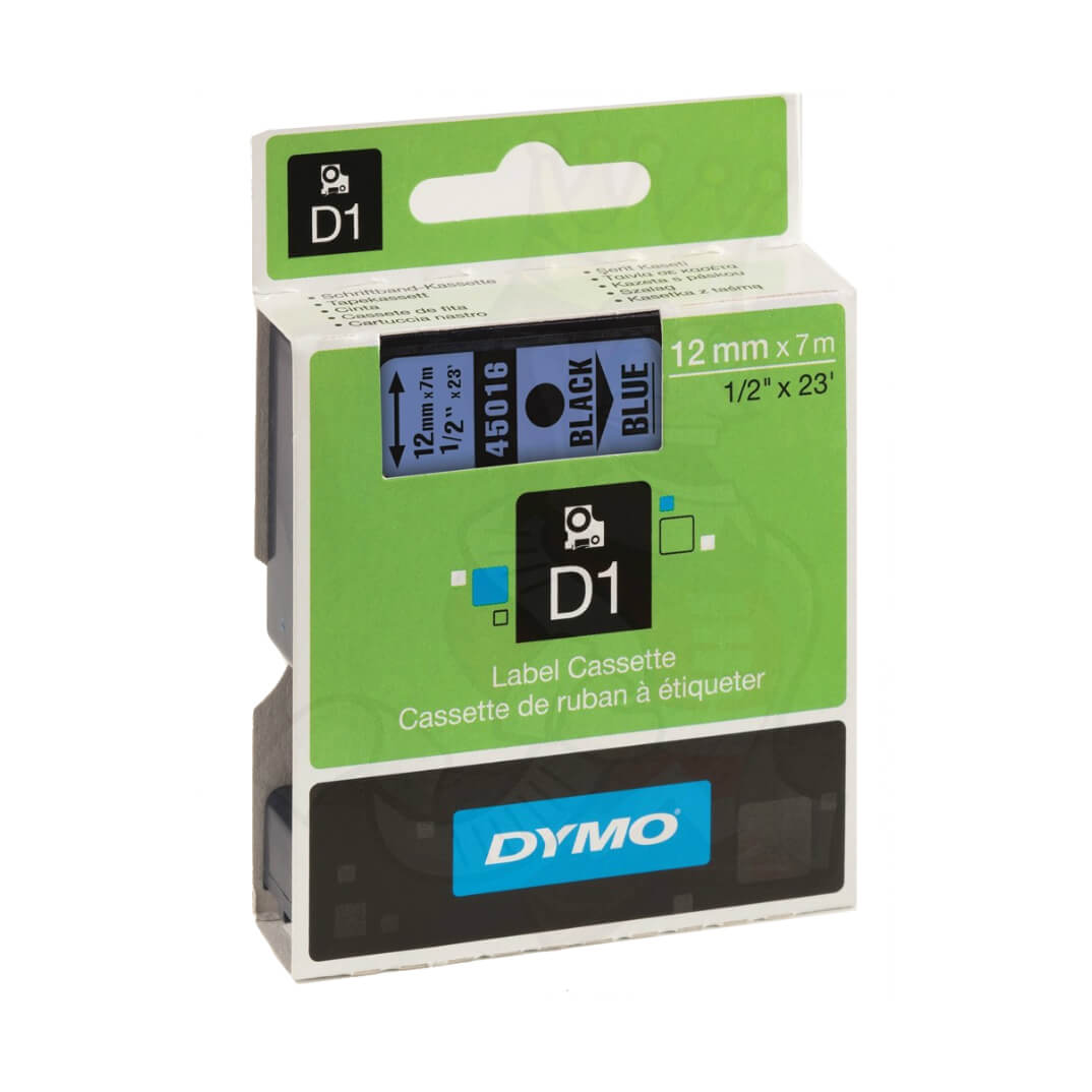Cinta Dymo D1 12mm negro/azul
