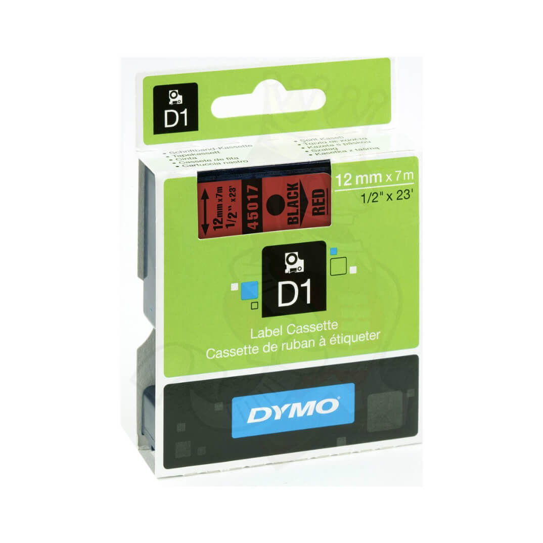 Cinta Dymo D1 12mm negro/rojo