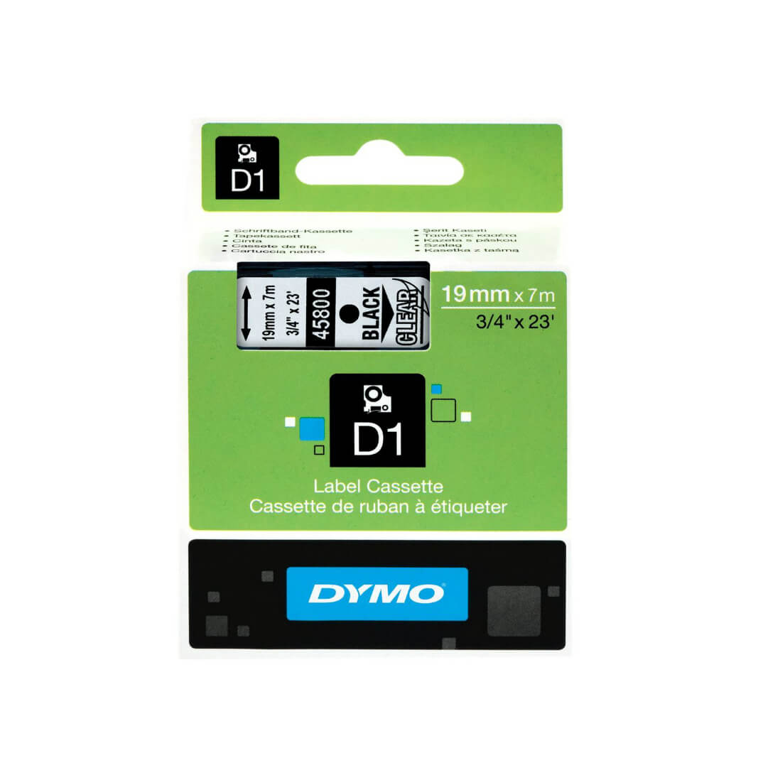 Cinta Dymo D1 19mm negro/transparente