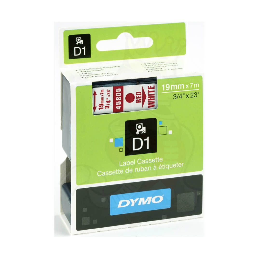 Cinta Dymo D1 19mm vermell/blanc