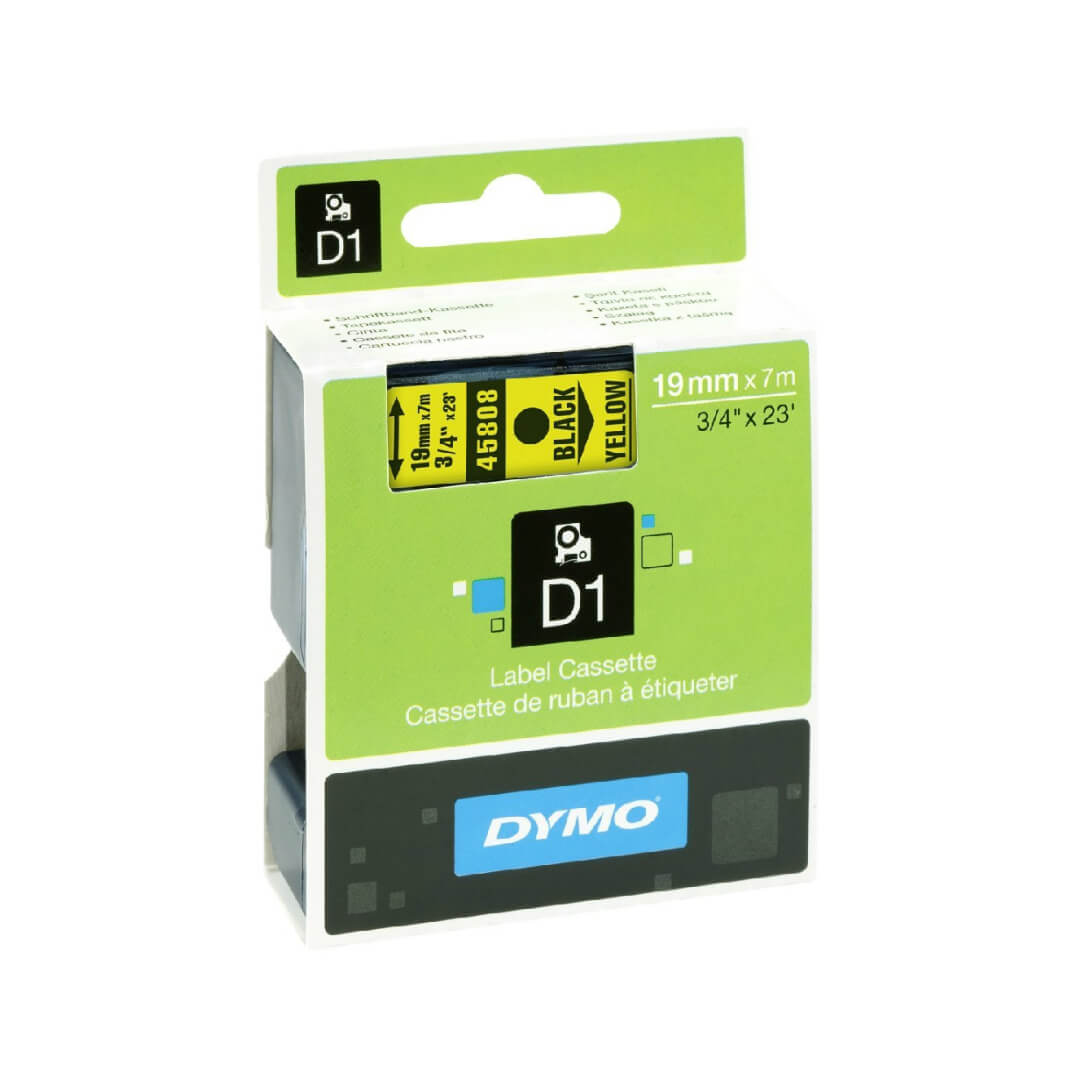 Cinta Dymo D1 19mm negre/groc