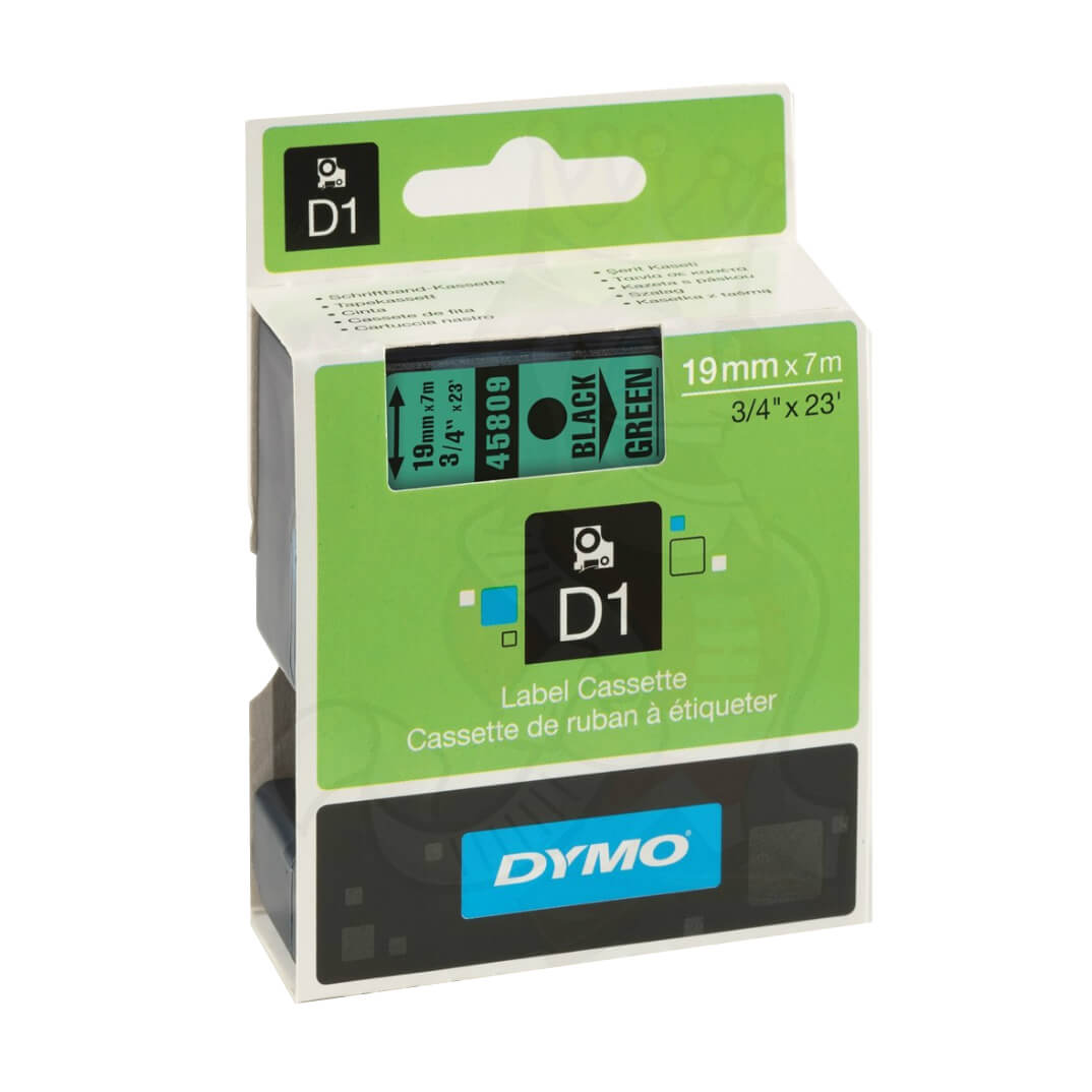 Cinta Dymo D1 19mm negre/verd