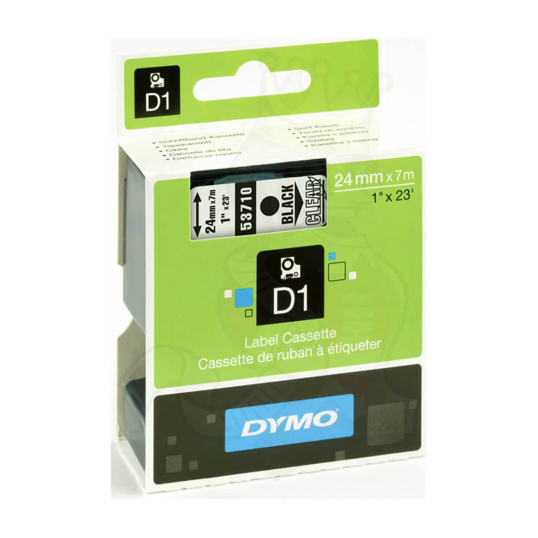 Cinta Dymo D1 24mm negro/transparente