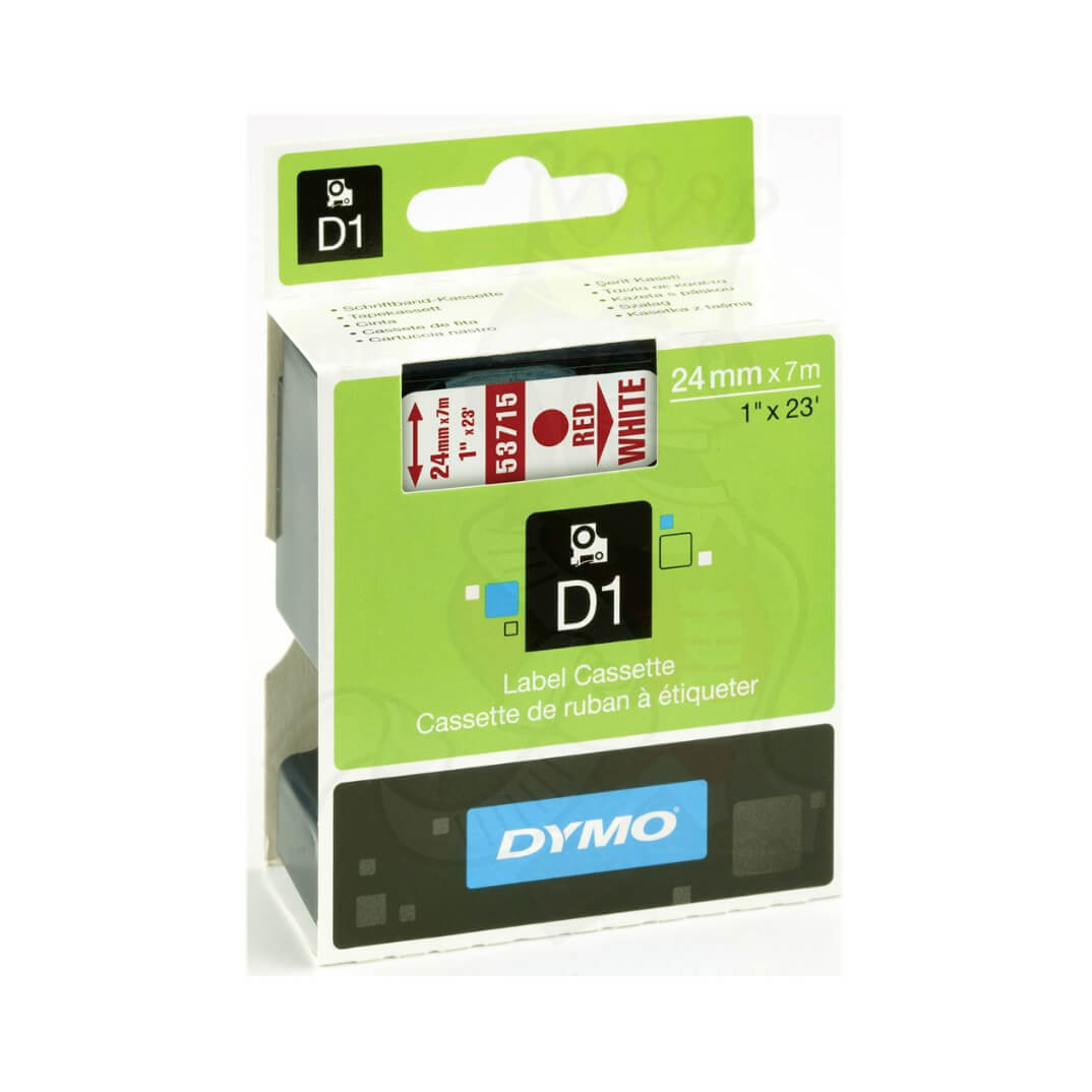 Cinta Dymo D1 24mm vermell/blanc