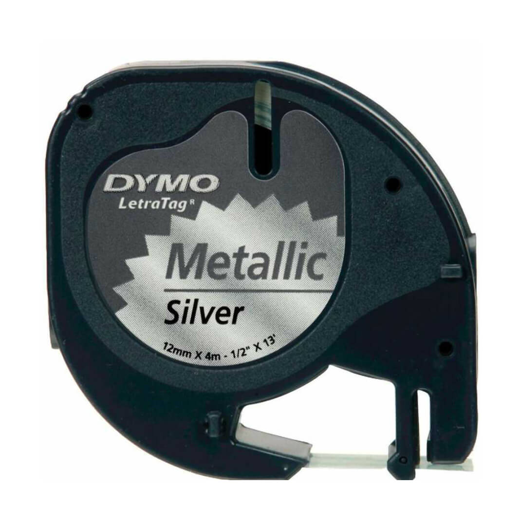 Cinta Dymo tag metal plata