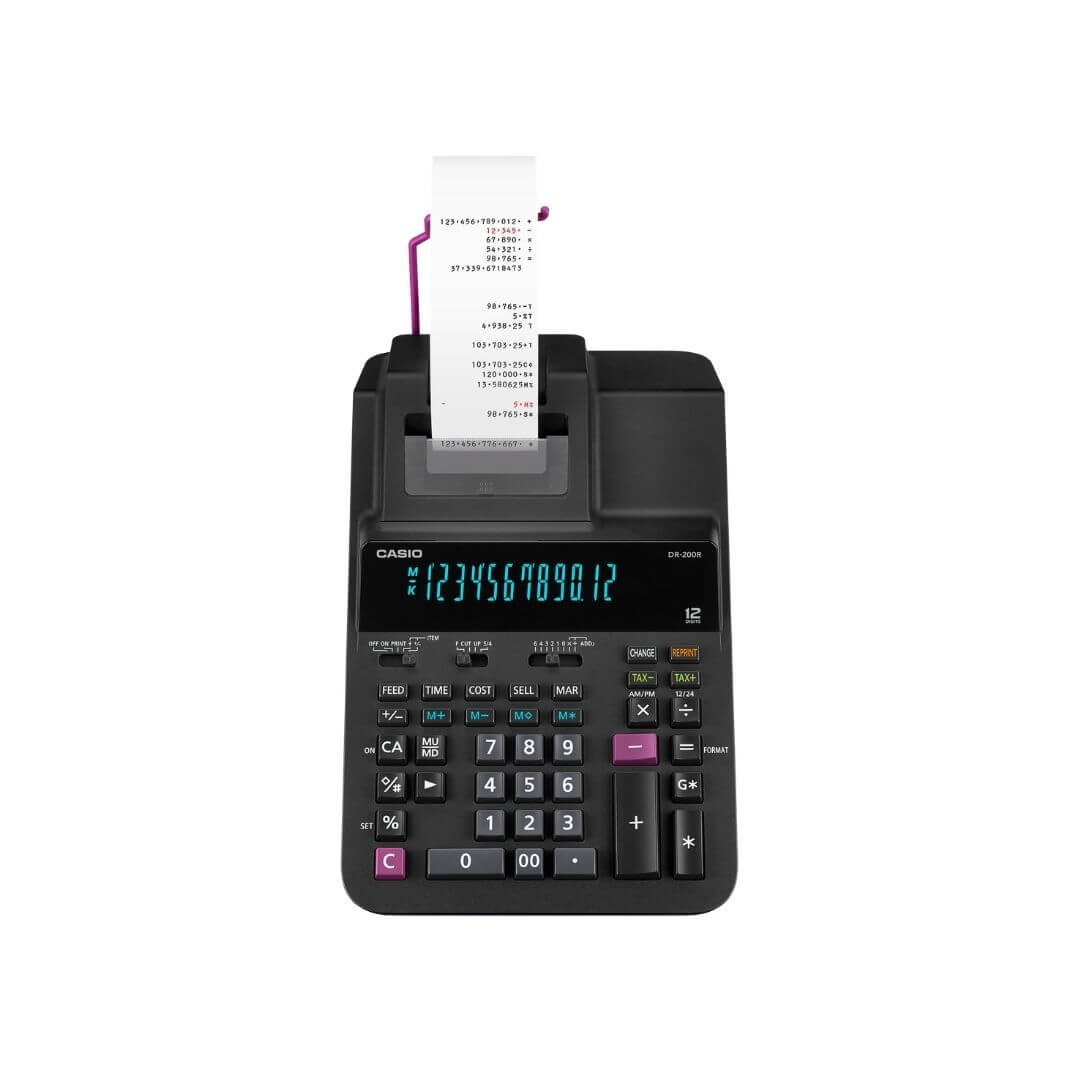 Calculadora impresora Casio DR-200R-BK