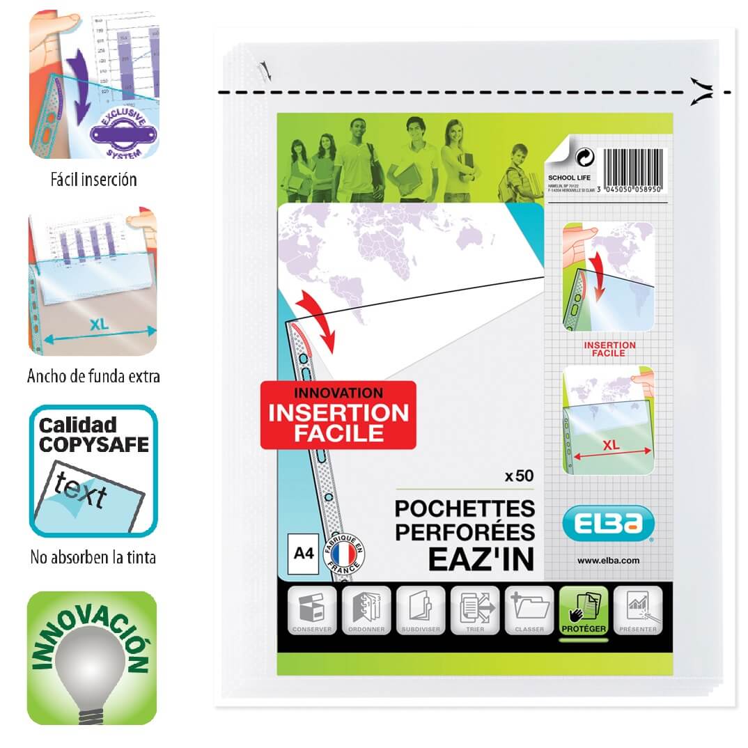 Caixa 50 Fundes multitrepant PP A4 OxfordQUICK'IN