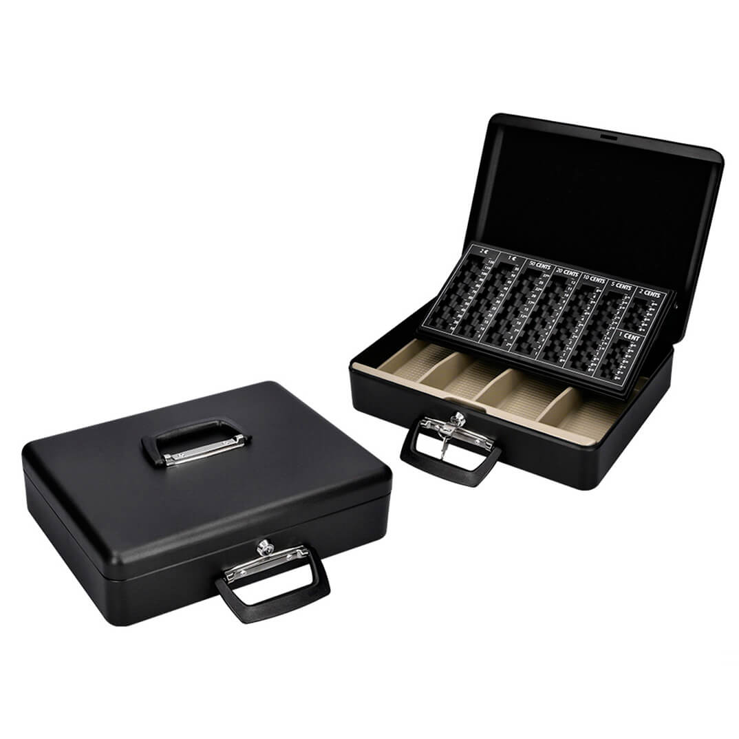 Caja caudales 14,5"con portamonedas y bandeja