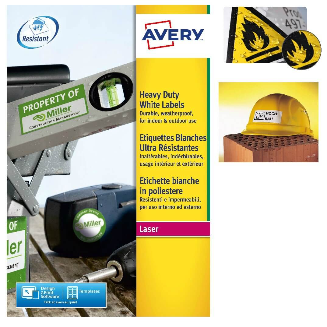 Etiquetes Avery polièster blanques 63,5x33,9mm