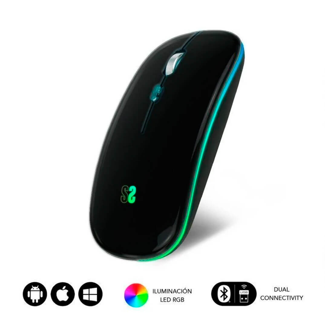 Ratón inalámbrico Bluetooth Led Dual Flat negro