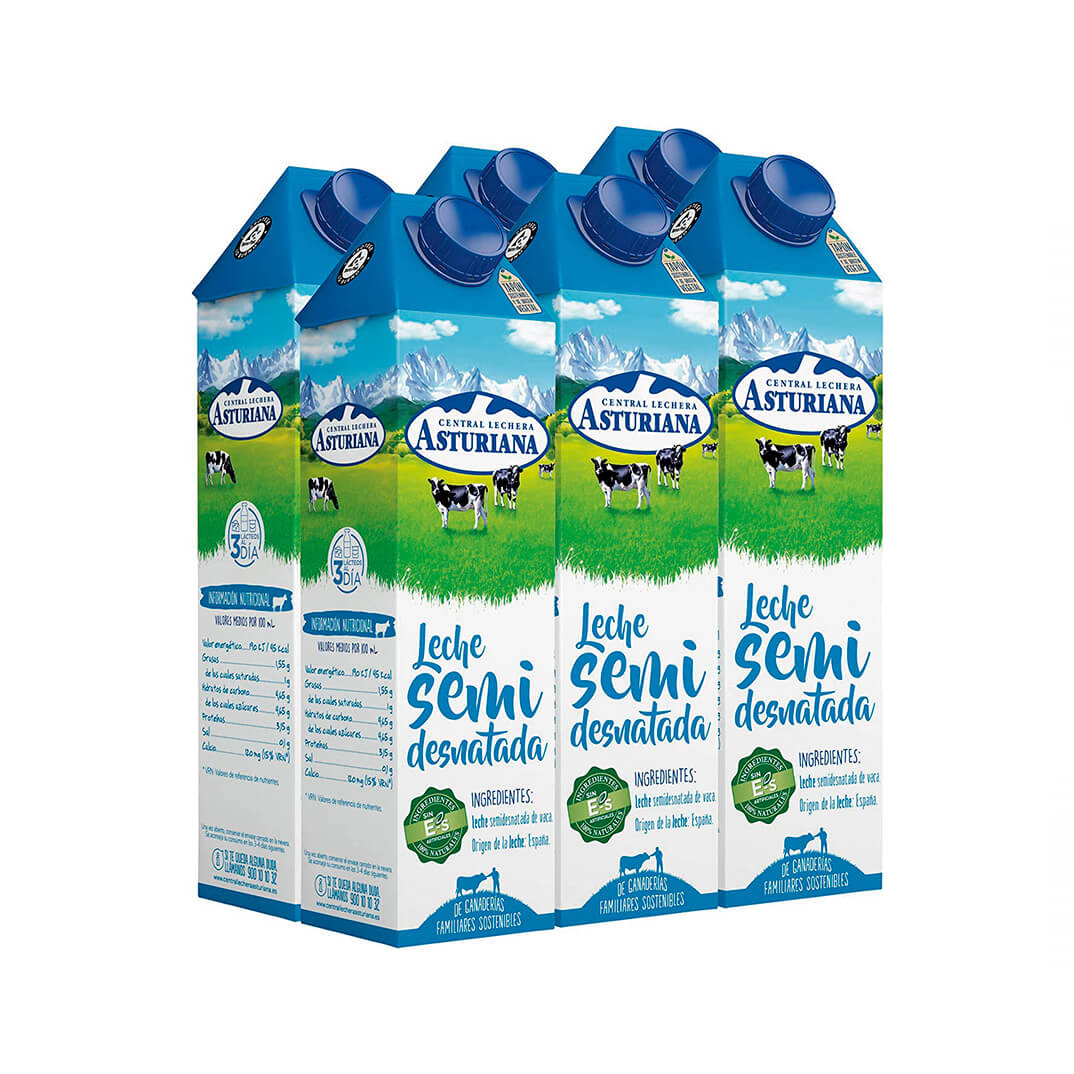 Pack 6 tetrabricks de leche semidesnatada