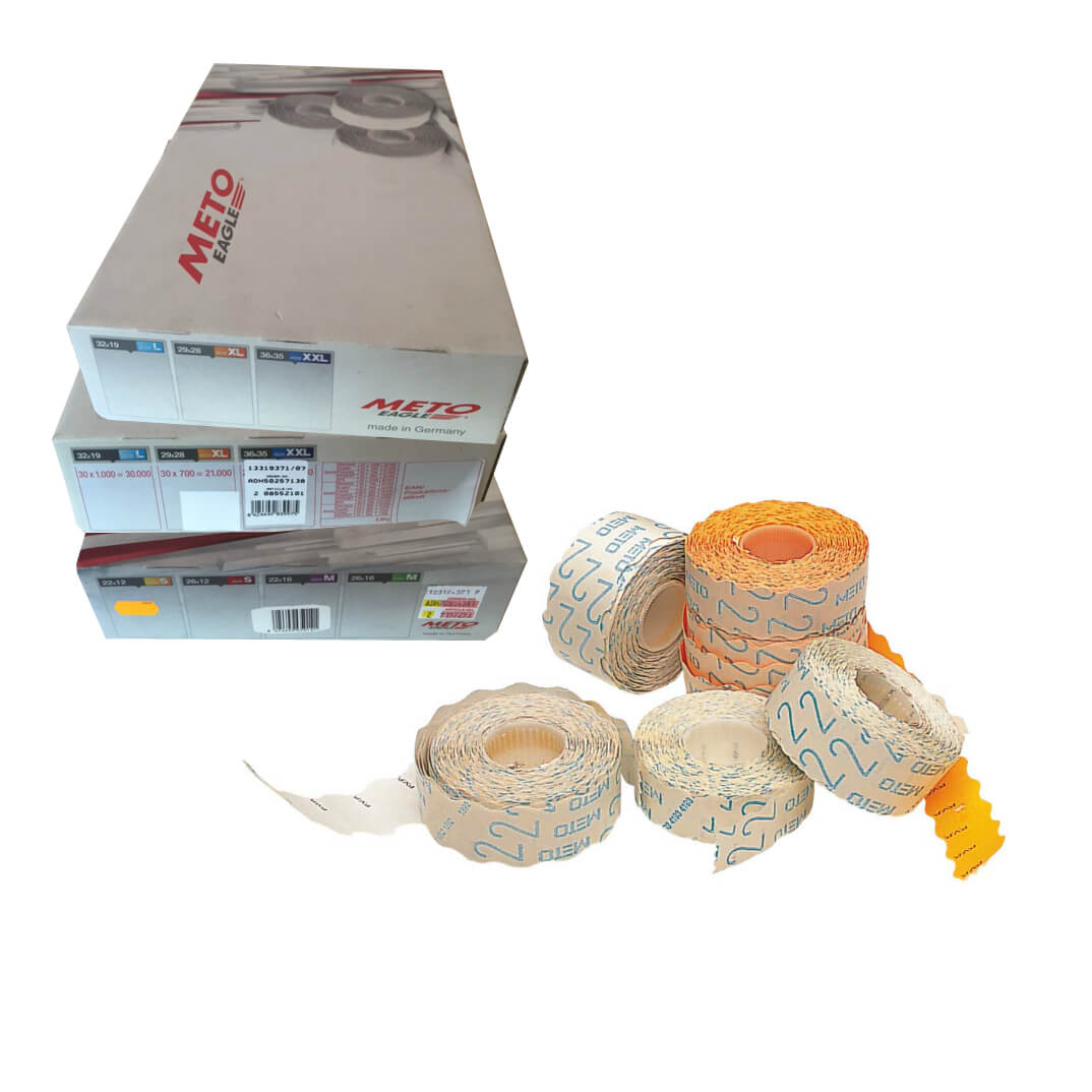 Caixa 42 rotlles de 1.500 etiquetes meto 22x12