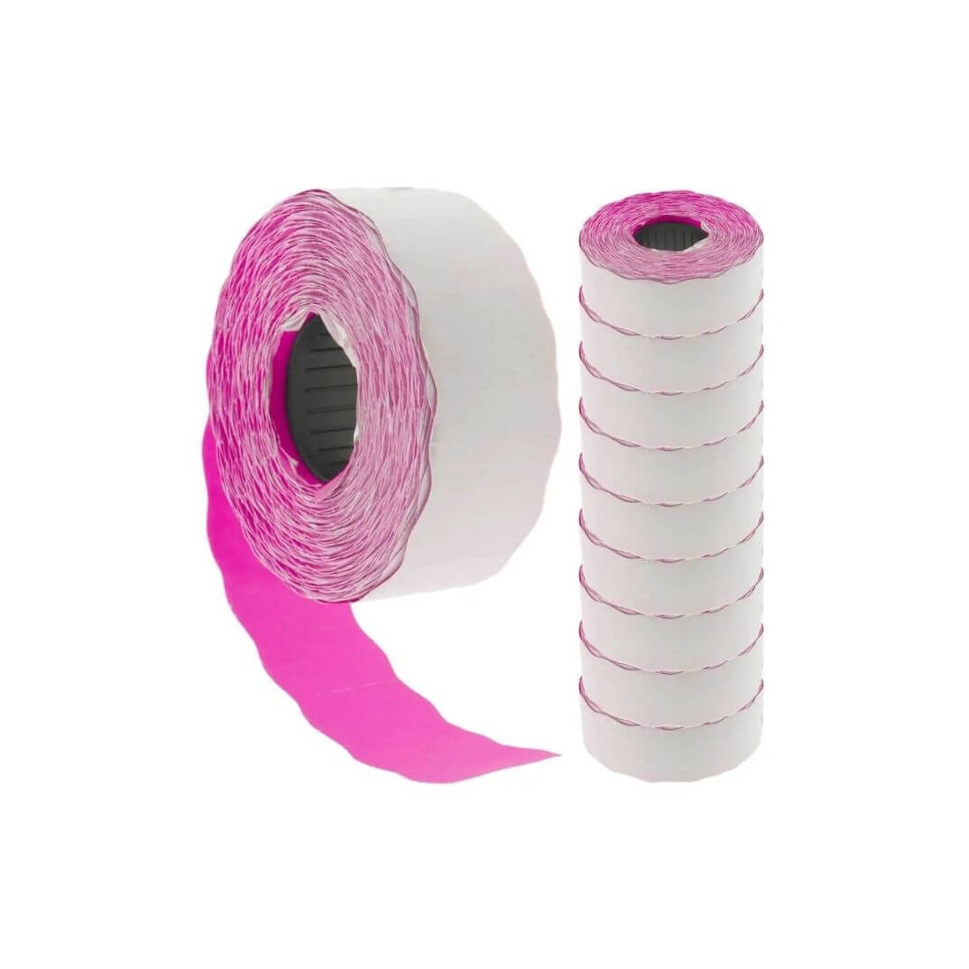 Caja 36 rollos 1.200 etiquetas meto 26x16 rosa