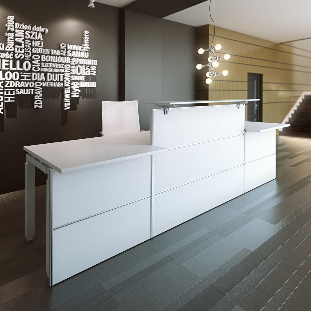 Mostrador unipanel regulable ROCK 120x60 plata/bl