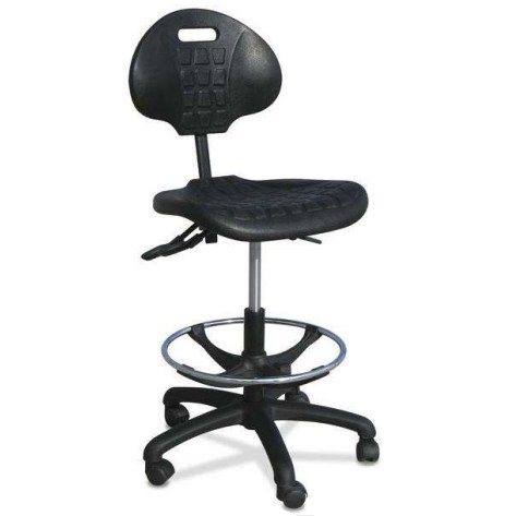 Taburete Dactilus con aro cromo, ruedas 3 palancas