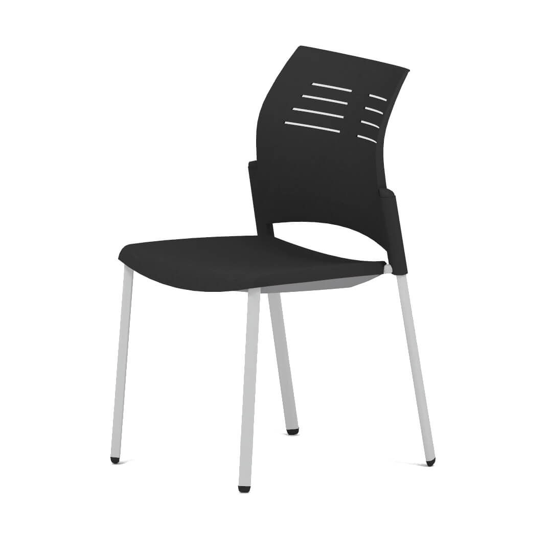 Silla SPACIO PP estructura aluminizada color negro
