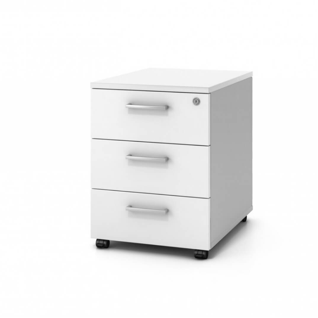 Cajonera melamina 3 caj con ruedas plata/blanco