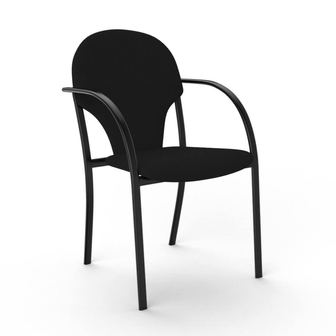 Silla RODANO con brazos fijos tapizada en negro