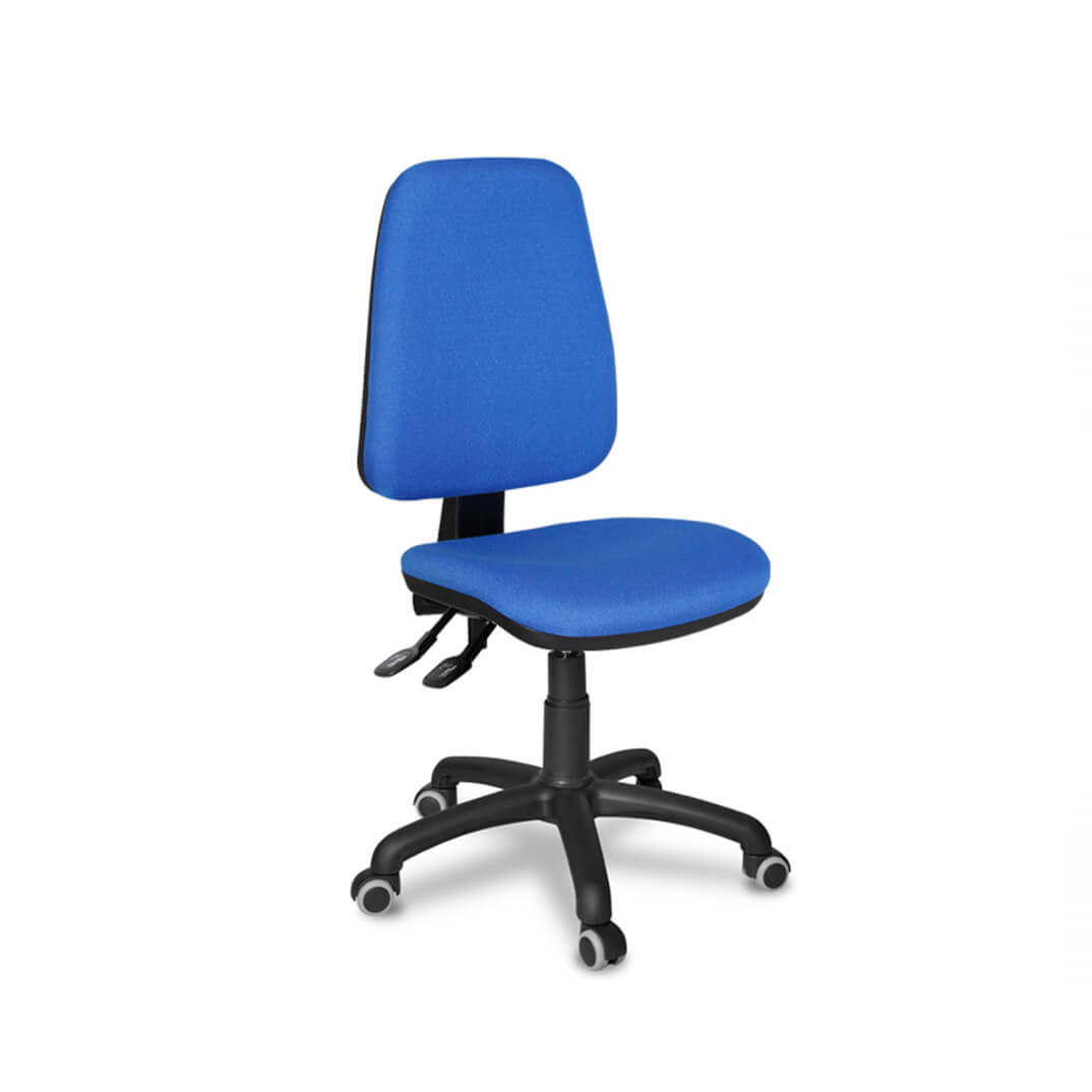 Silla TORINO ruedas respaldo medio tapizado azul
