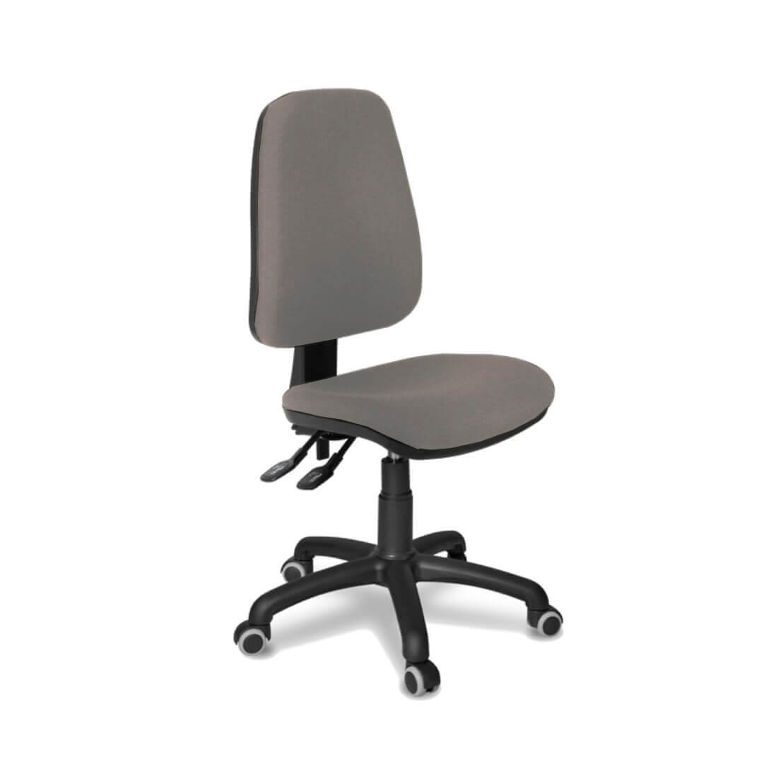 Silla TORINO ruedas respaldo medio tapizado gris