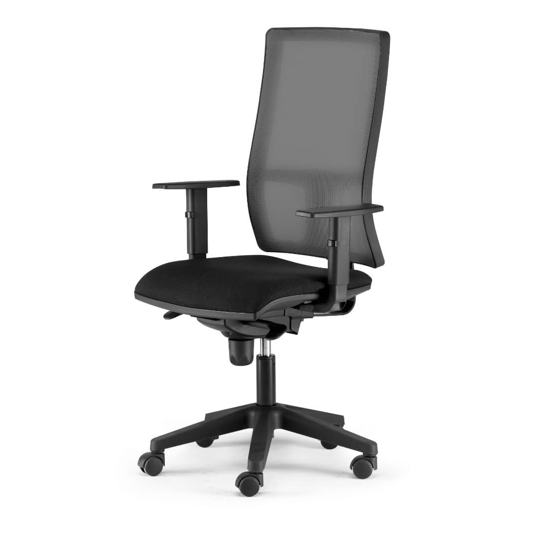 Silla PASSION negra con respaldo y brazos regulabl