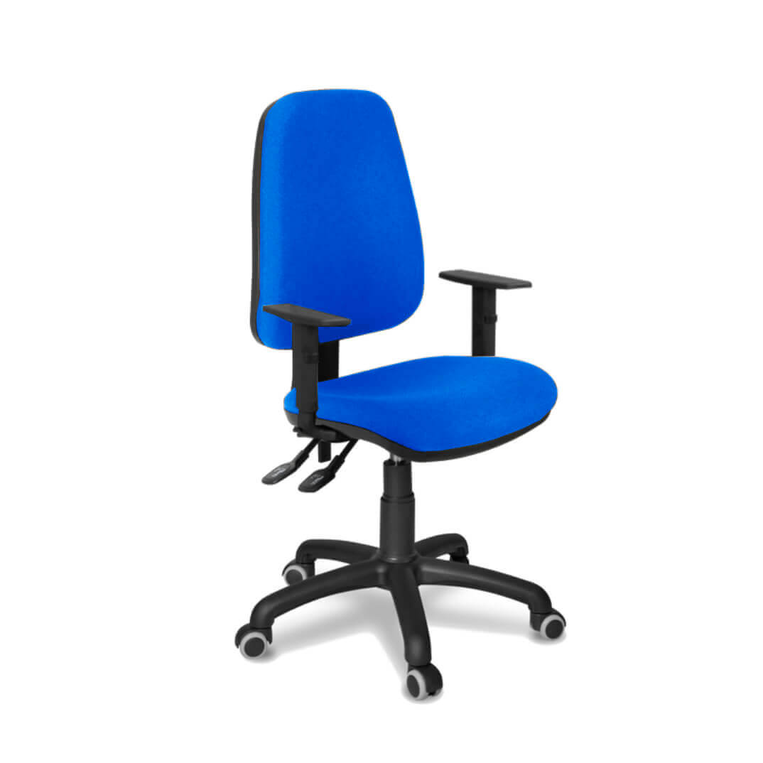 Silla TORINO con respaldo medio con brazos azul