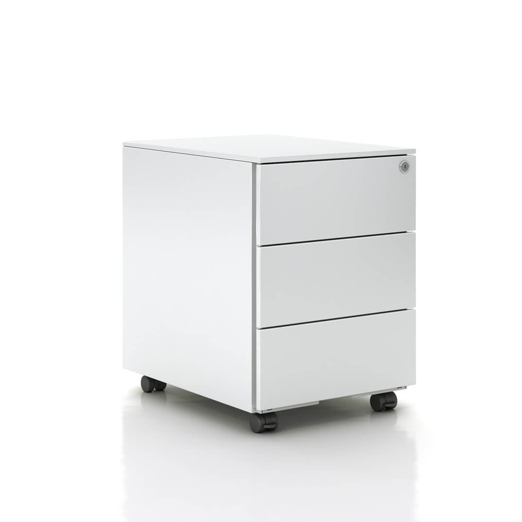Cajonera metálica color blanco con ruedas 3 caj.