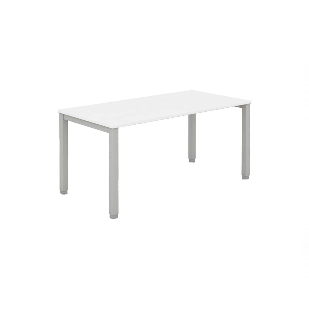 Mesa TEMPO estructura plata sobre blanco 180x80