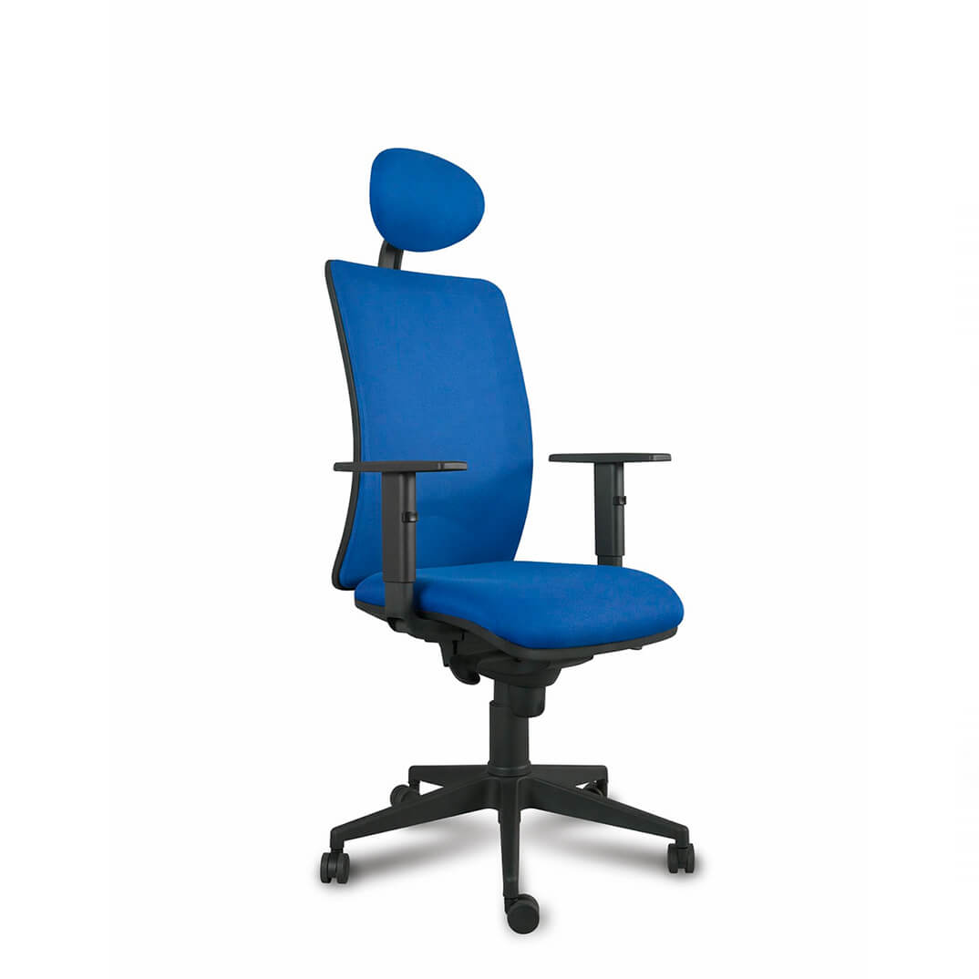 Silla CHAPLIN azul malla con brazos 1D y cabezal