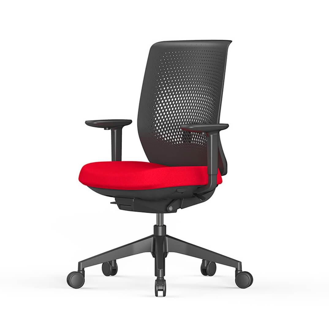 Silla TRIM respaldo PP negro asiento color rojo