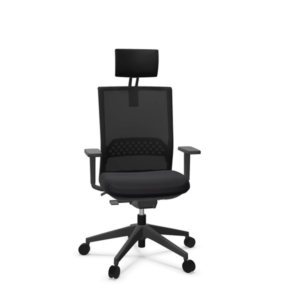 Silla STAY con cabezal y respaldo malla negra