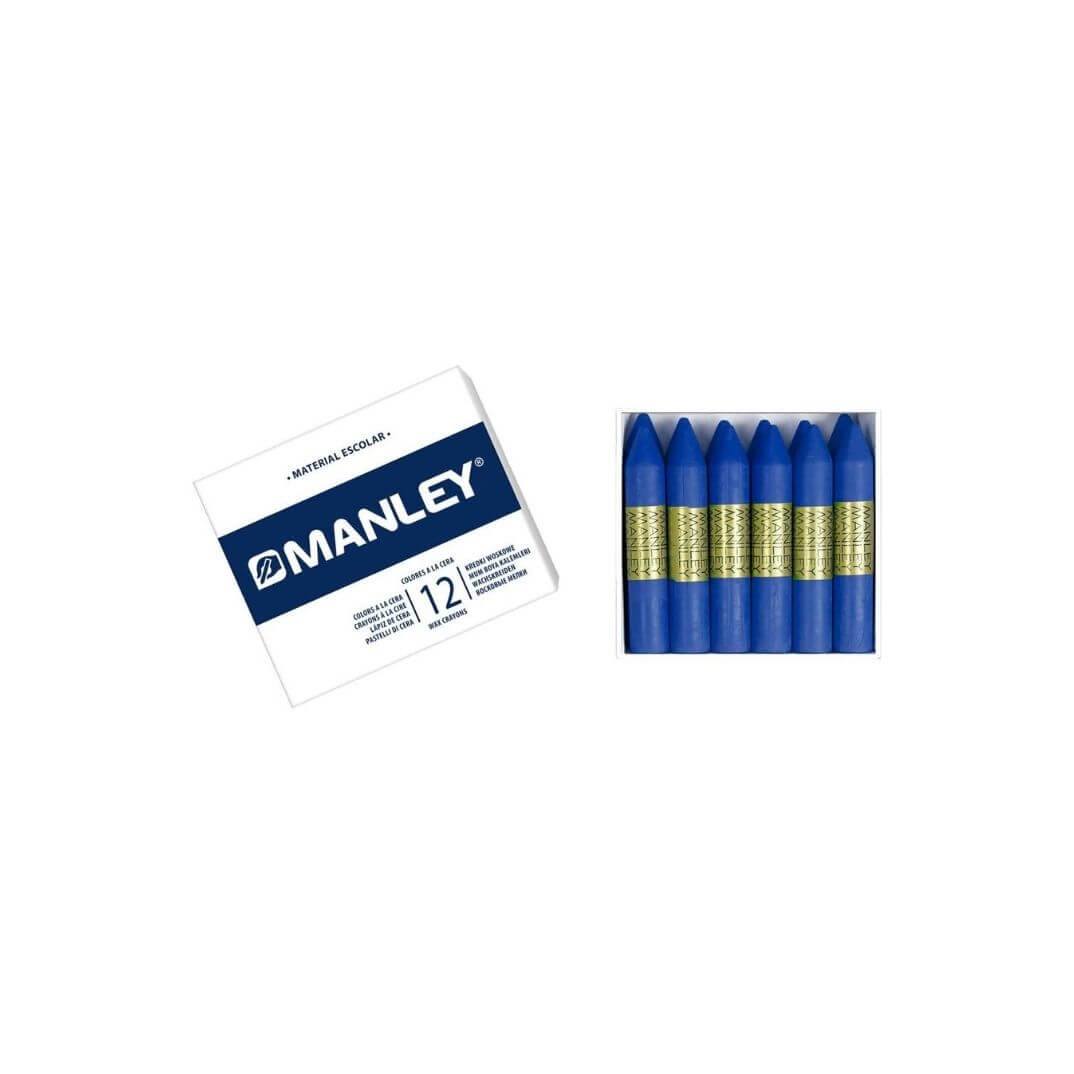 Caja 12 ceras Manley azul oscuro