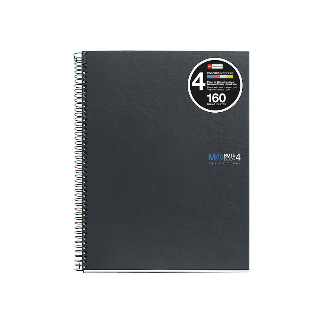 Cuaderno Notebook 4 A4 tapa dura grafito 160 hojas