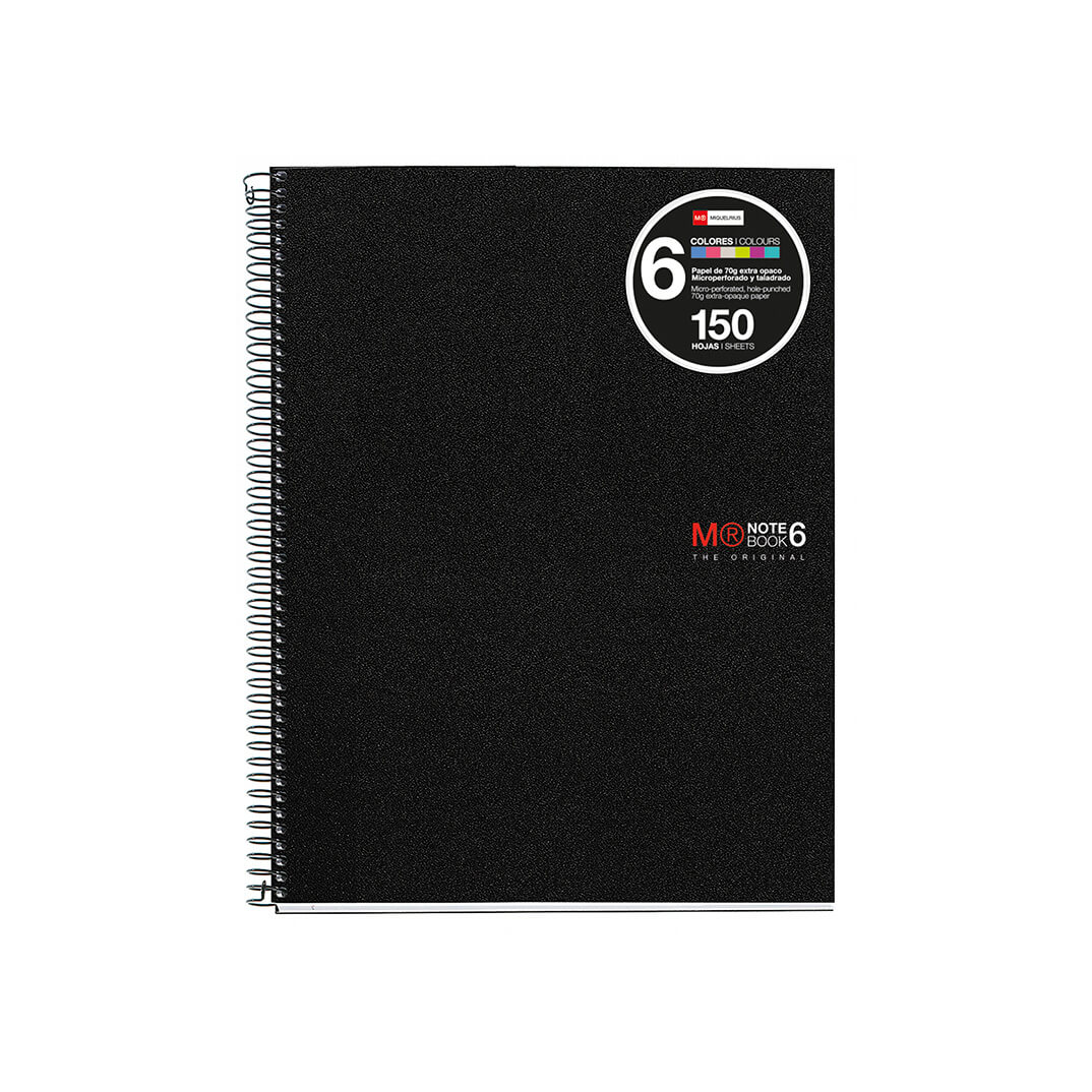 Cuaderno Notebook 6 A4 C5 negro 150 hojas