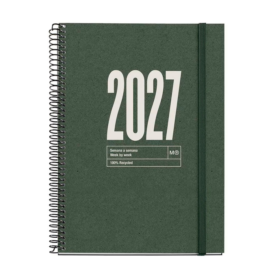 Agenda espiral Plus Recycled D/P Cat dark green