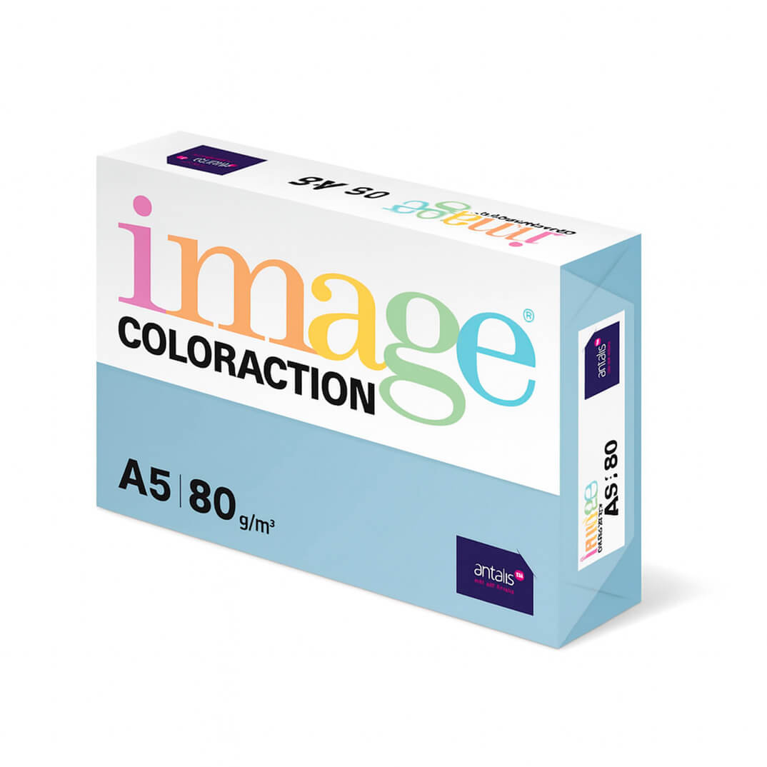 Paquete papel A5 80g azul iceberg OBL70 500h